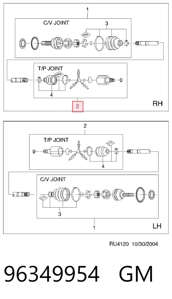 Przegub homokinetyczny wewnętrzny przedni lewy 96349954 General Motors