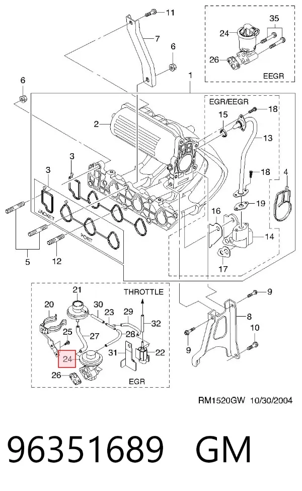 Zawór recyrkulacji spalin EGR 96351689 General Motors