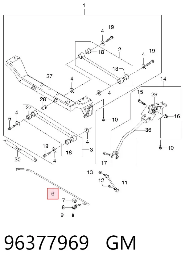 Stabilizator tylny 96377969 General Motors
