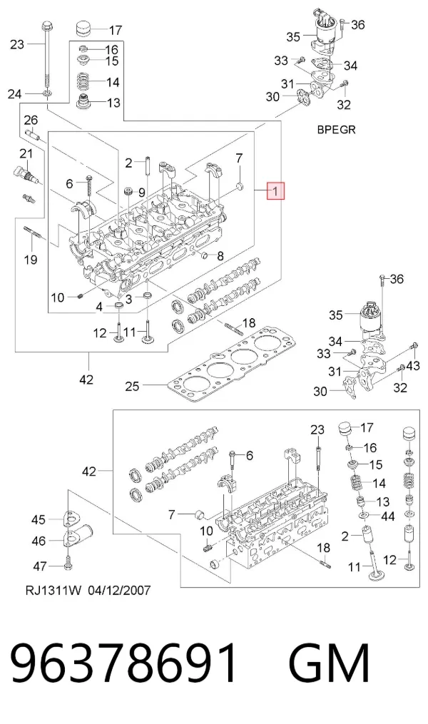 Głowica cylindrów Chevrolet Aveo I