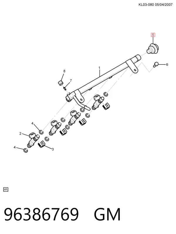 Regulator ciśnienia paliwa w listwie paliwowej 96386769 General Motors