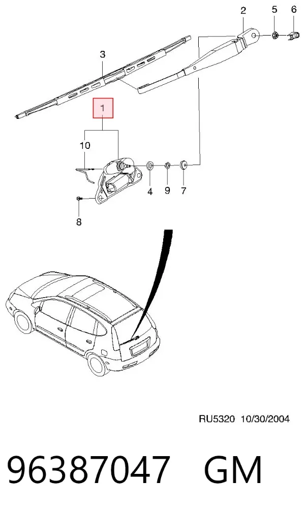 Silniczek wycieraczki tylnej szyby Chevrolet Tacuma KLAU