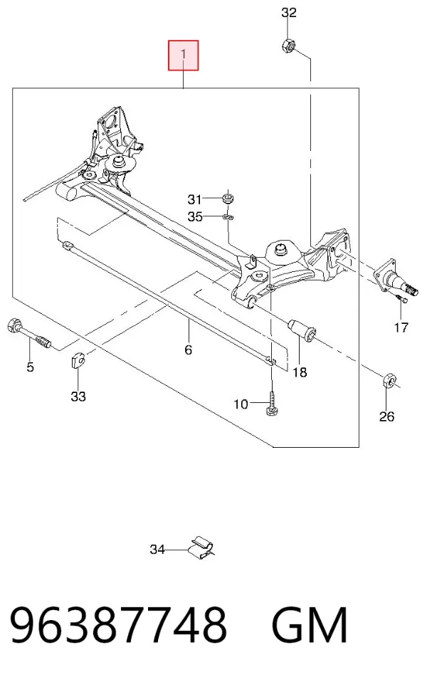 Korpus osi tylnej 96387748 General Motors