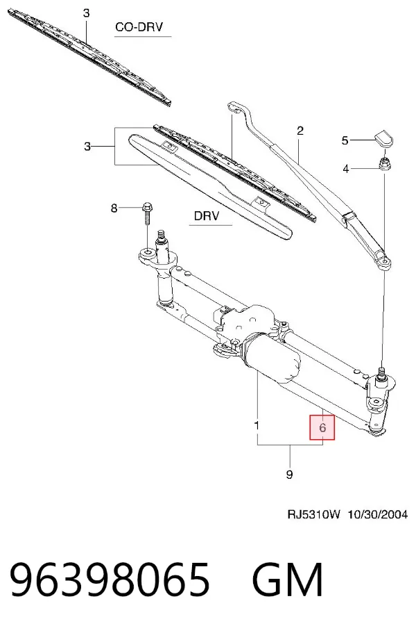 Mechanizm wycieraczek 96398065 General Motors