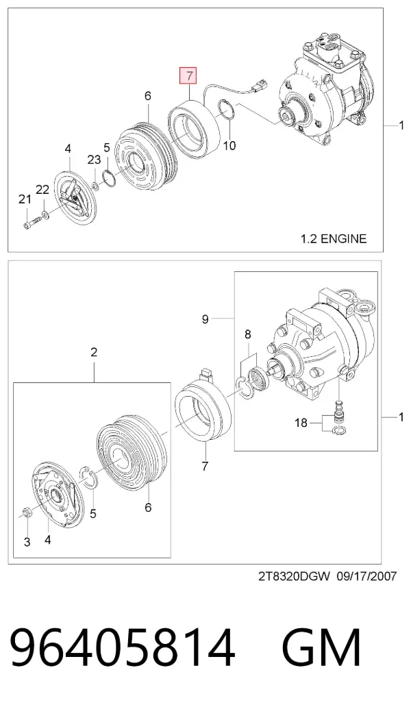 Sprzęgło sprężarki klimatyzacji Chevrolet Aveo II