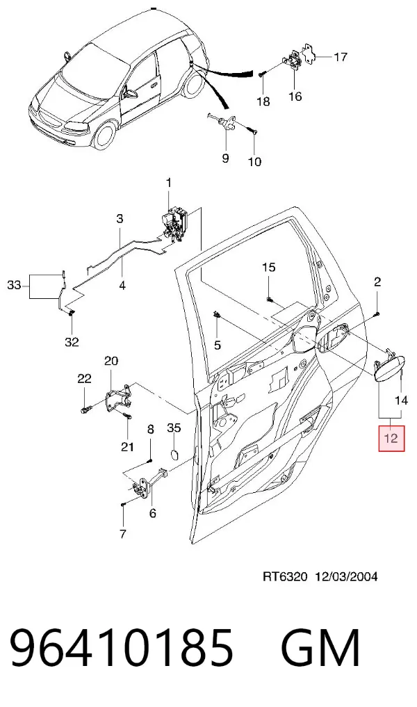 Klamka drzwi tylnych prawa zewnętrzna 96410185 General Motors