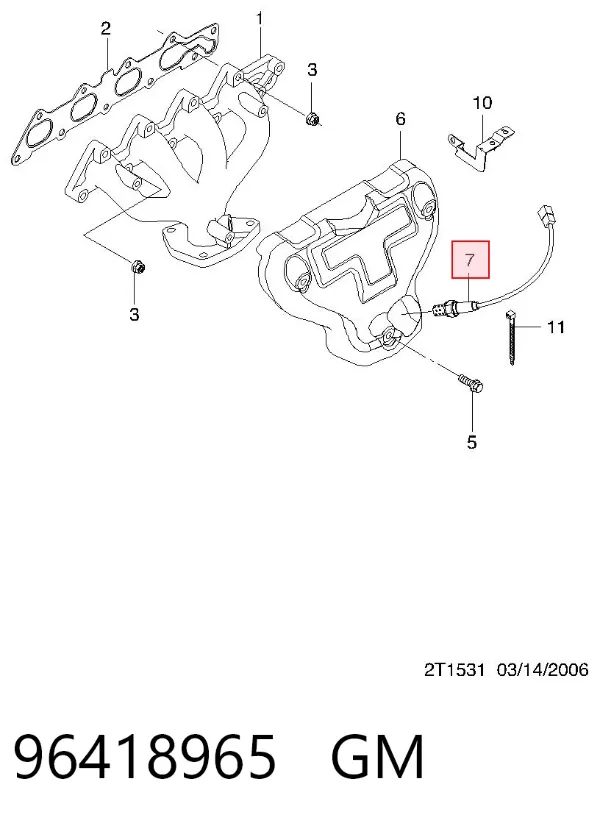 Sonda lambda czujnik tlenu przed katalizatorem 96418965 General Motors