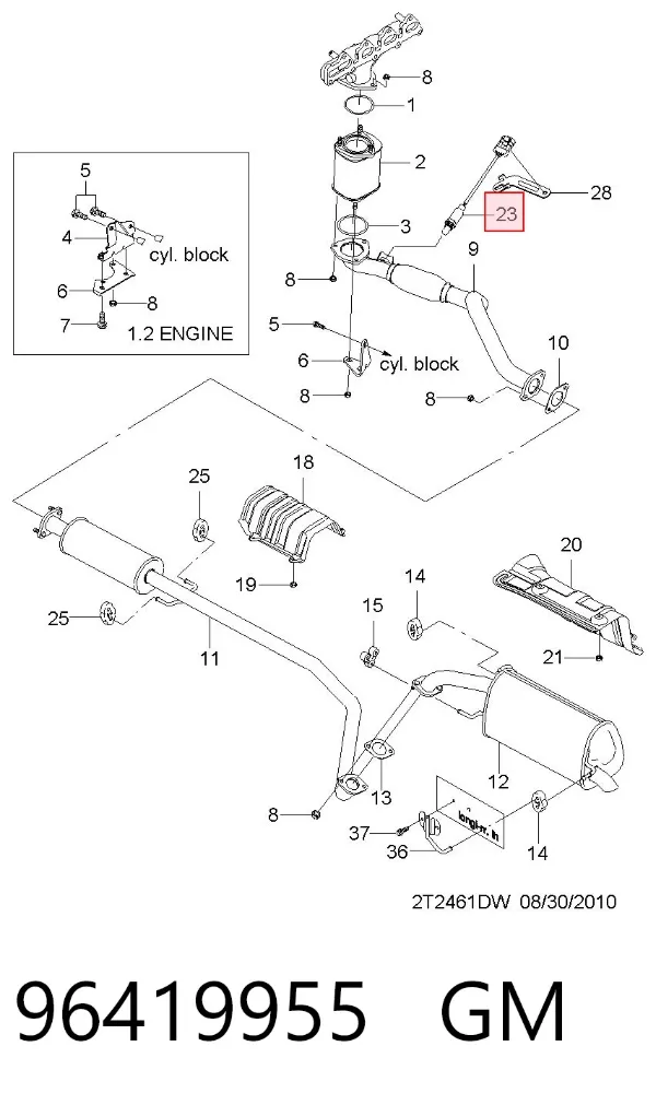 Sonda lambda czujnik tlenu po katalizatorze 96419955 General Motors