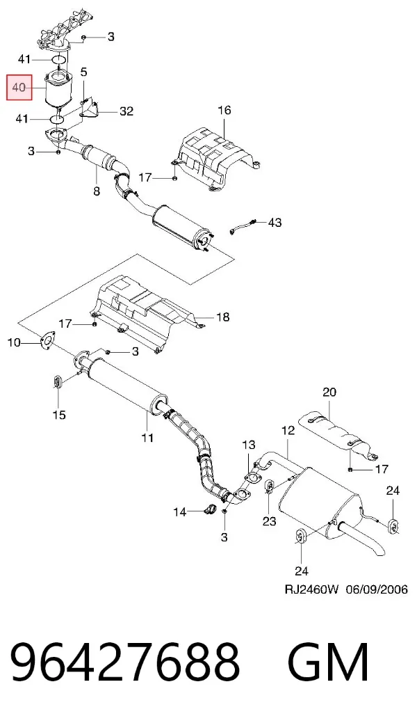 Konwerter-katalizator 96427688 General Motors