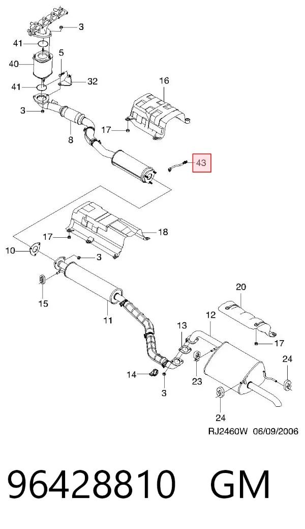 Sonda lambda czujnik tlenu po katalizatorze 96428810 General Motors