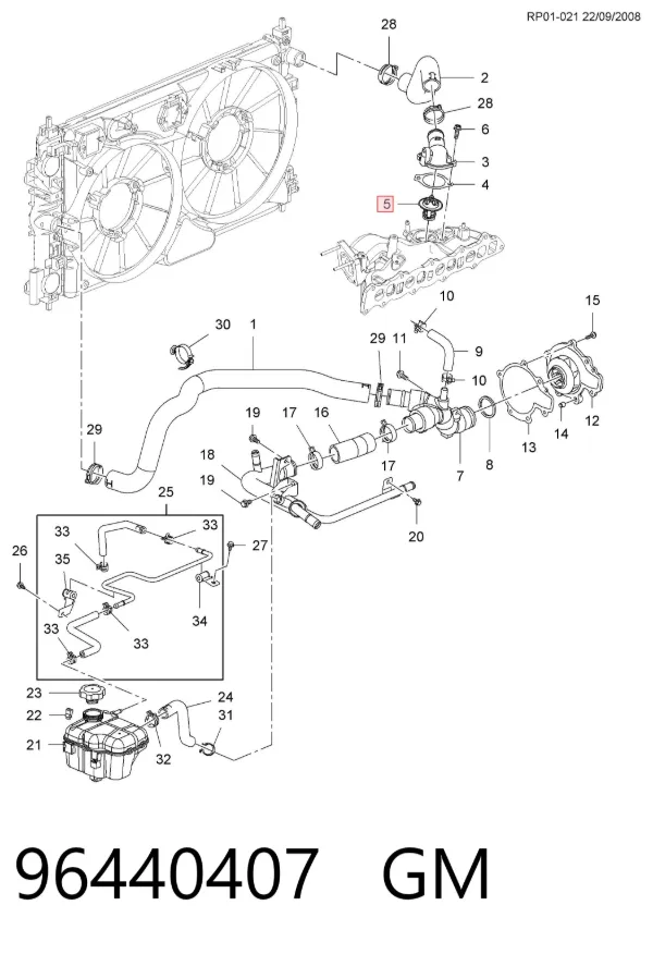 Termostat 96440407 General Motors