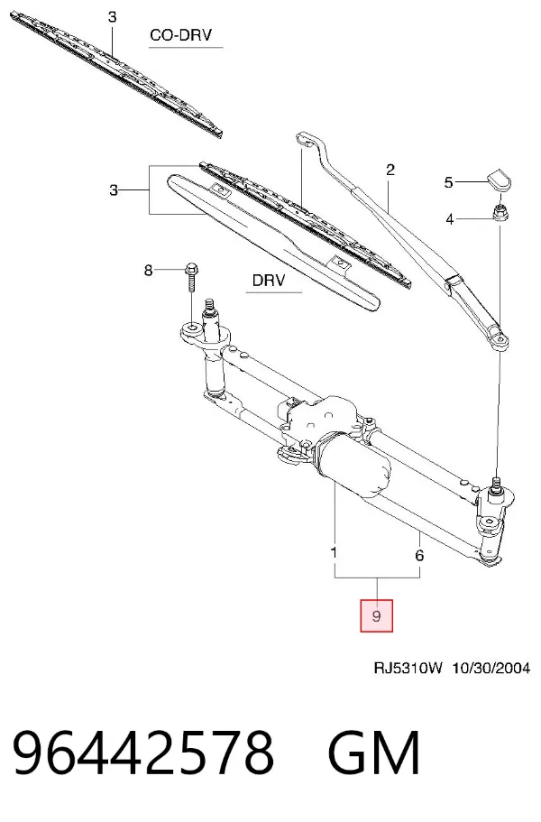 Mechanizm wycieraczek 96442578 General Motors