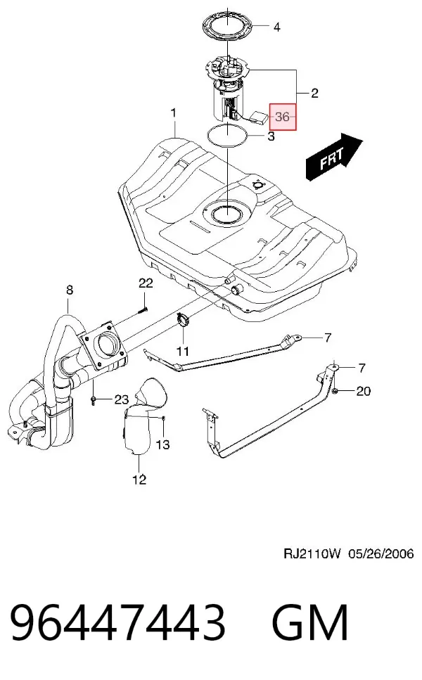 Moduł pompy paliwowej z czujnikiem poziomu paliwa 96447443 General Motors