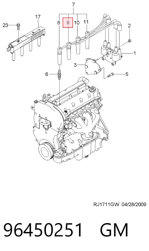 Zestaw przewodów wysokiego napięcia 96450251 General Motors