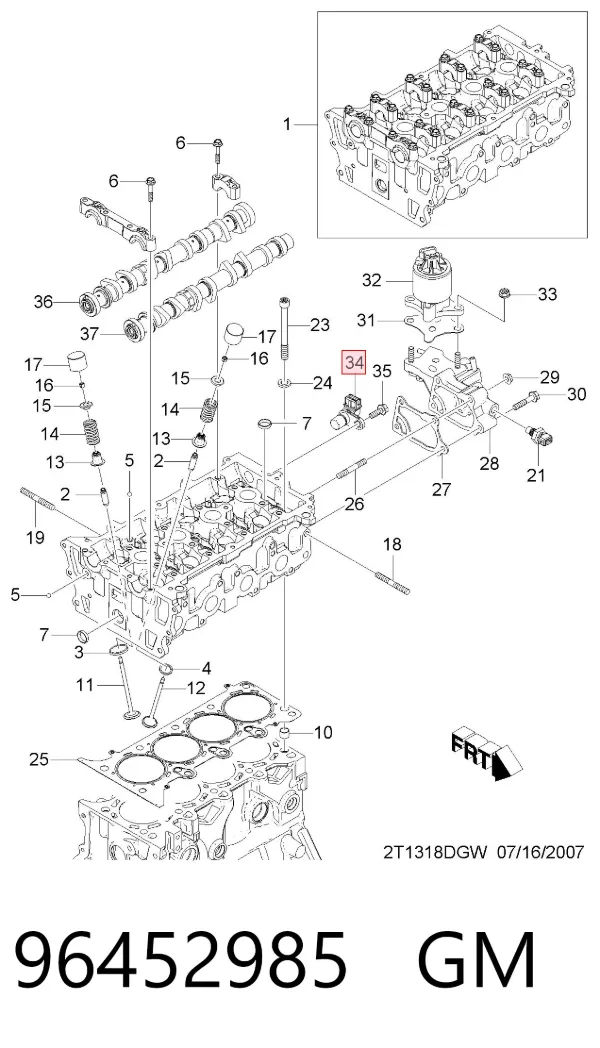 Czujnik położenia wałka rozrządu 96452985 General Motors