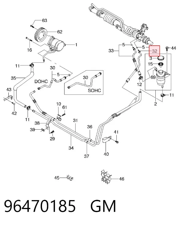 Przewód hydraulicznego układu wspomagania wysokiego ciśnienia, od pompy do maglownicy (mechanizmu) 96470185 General Motors