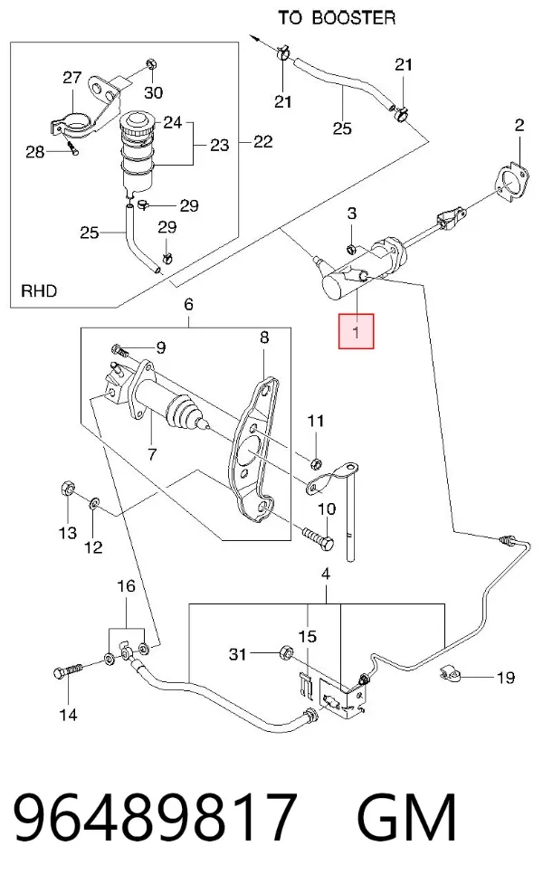 Cylinder sprzęgła główny 96489817 General Motors