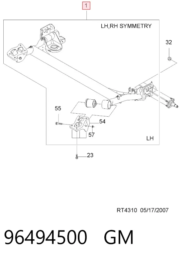 Korpus osi tylnej 96494500 General Motors