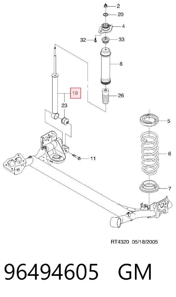 Amortyzator tylny 96494605 General Motors