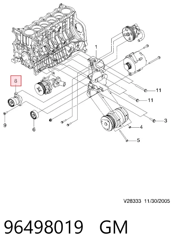 Napinacz paska napędowego 96498019 General Motors