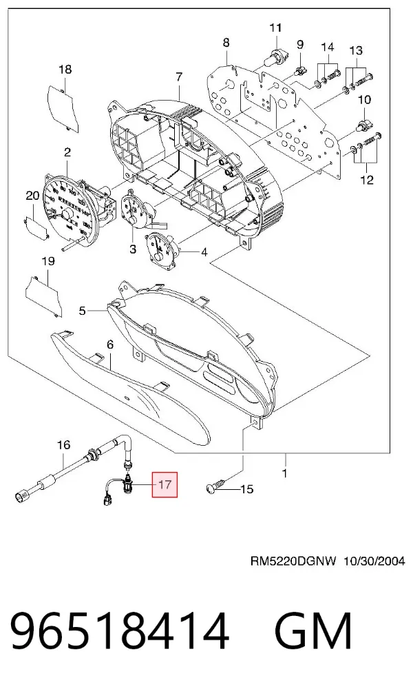 Czujnik prędkości 96518414 General Motors