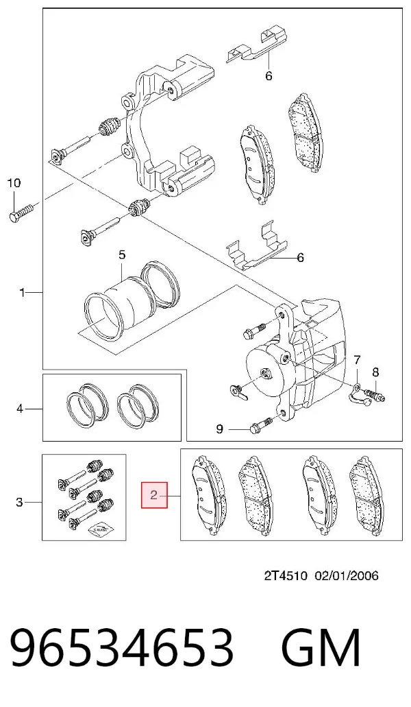 Klocki hamulcowe przednie tarczowe 96534653 General Motors