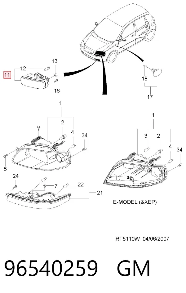 Lampa przeciwmgielna lewa 96540259 General Motors