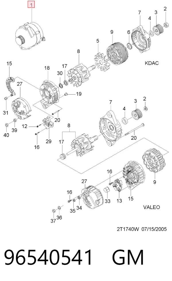 Alternator 96540541 General Motors