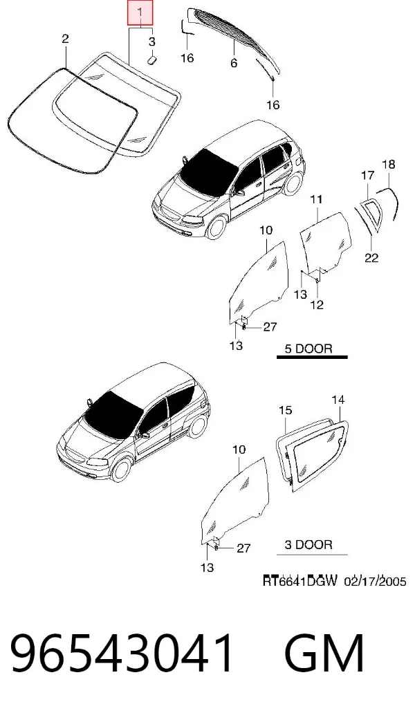 Szyba przednia Chevrolet Aveo I