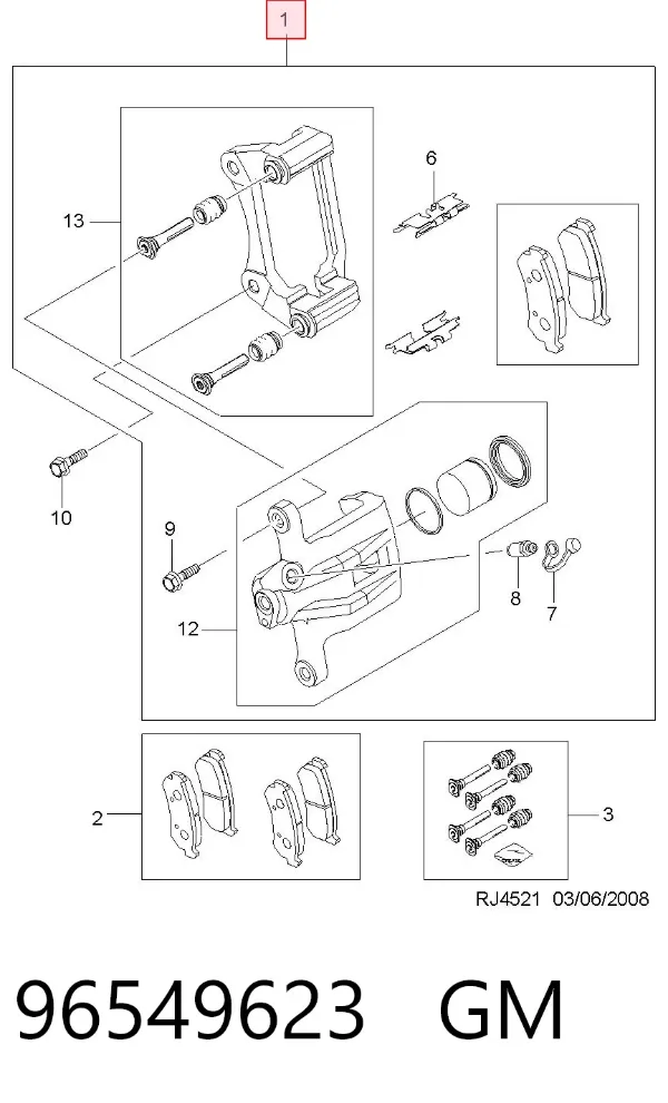 Zacisk hamulcowy tylny prawy 96549623 General Motors