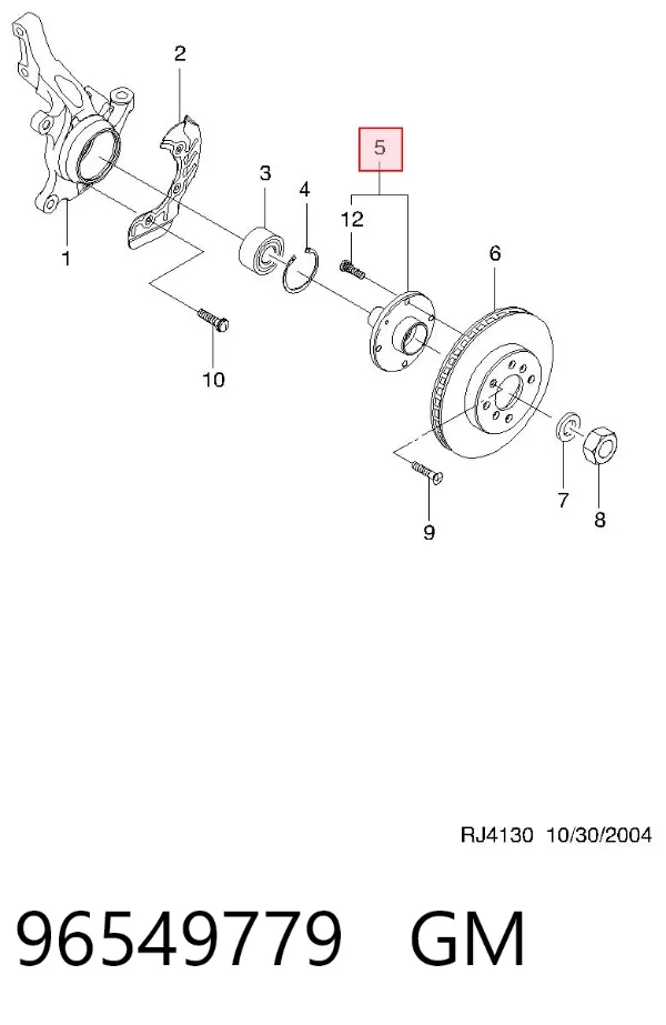 Piasta przednia 96549779 General Motors