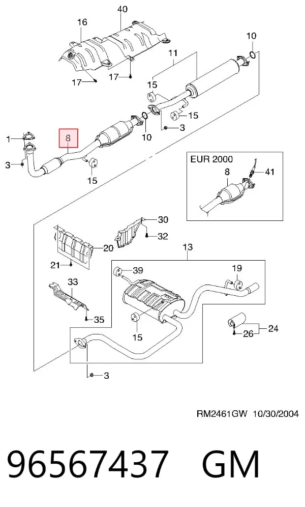 Konwerter-katalizator 96567437 General Motors