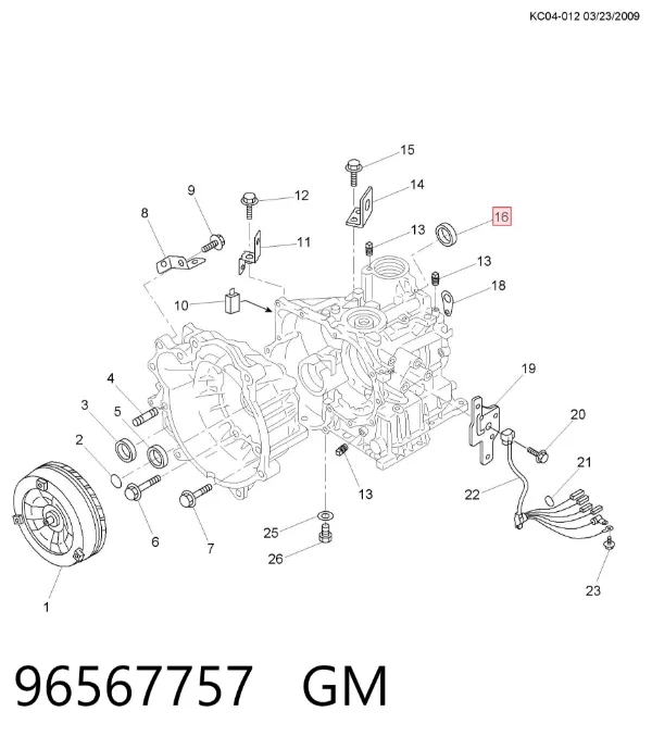 Uszczelniacz reduktora mostu przedniego 96567757 General Motors