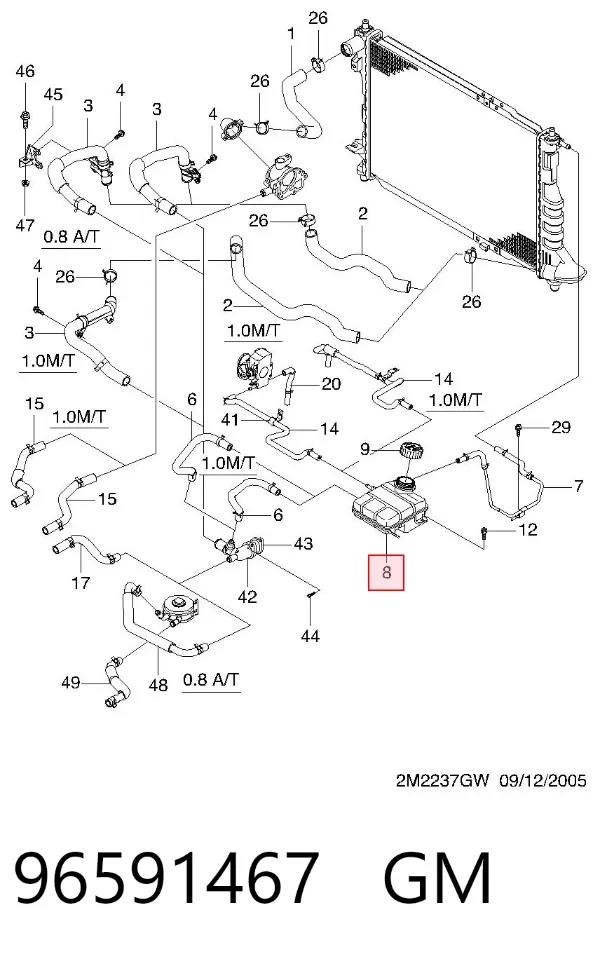 Zbiorniczek wyrównawczy układu chłodzenia 96591467 General Motors