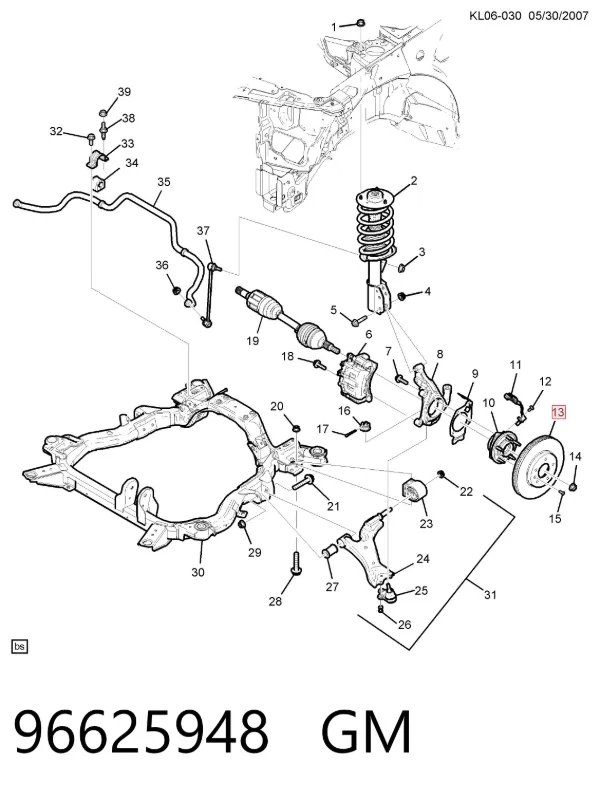 Tarcza hamulcowa przednia 96625948 General Motors