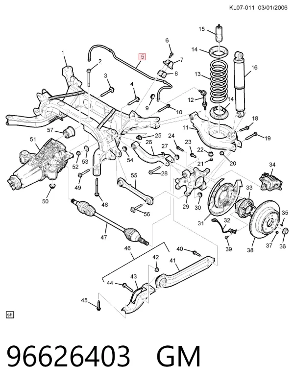 Stabilizator tylny Chevrolet Captiva I