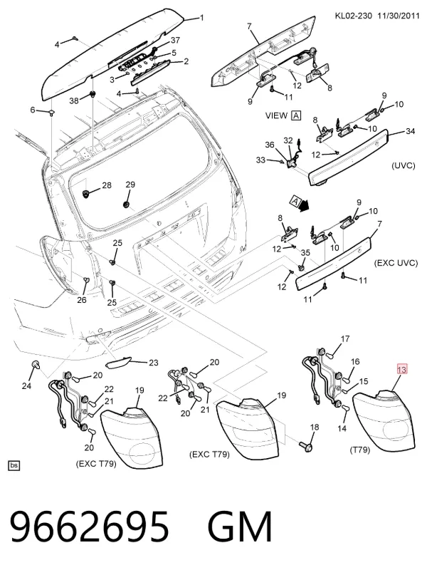 Lampa zespolona tylna lewa Chevrolet Captiva I