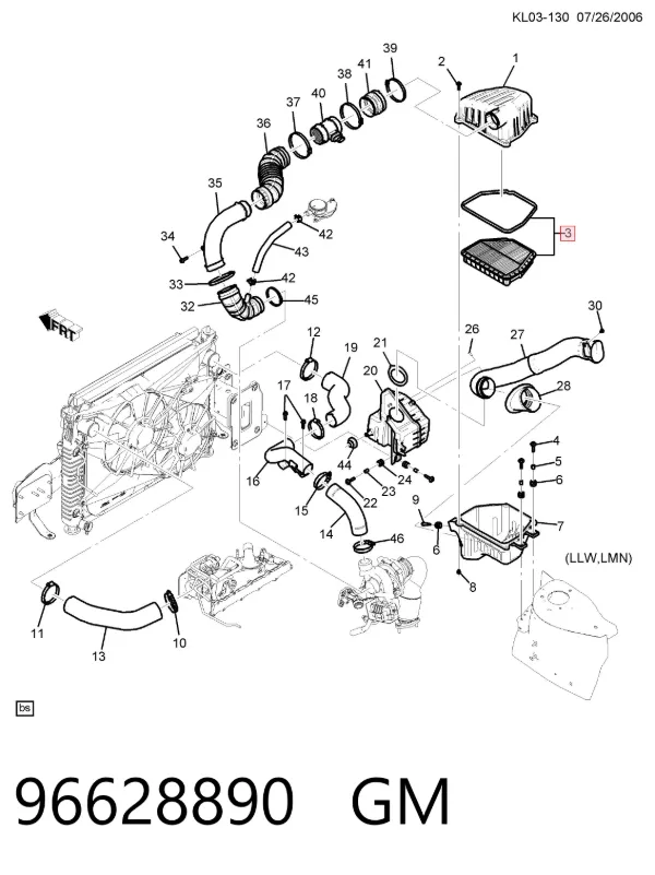 Filtr powietrza 96628890 General Motors
