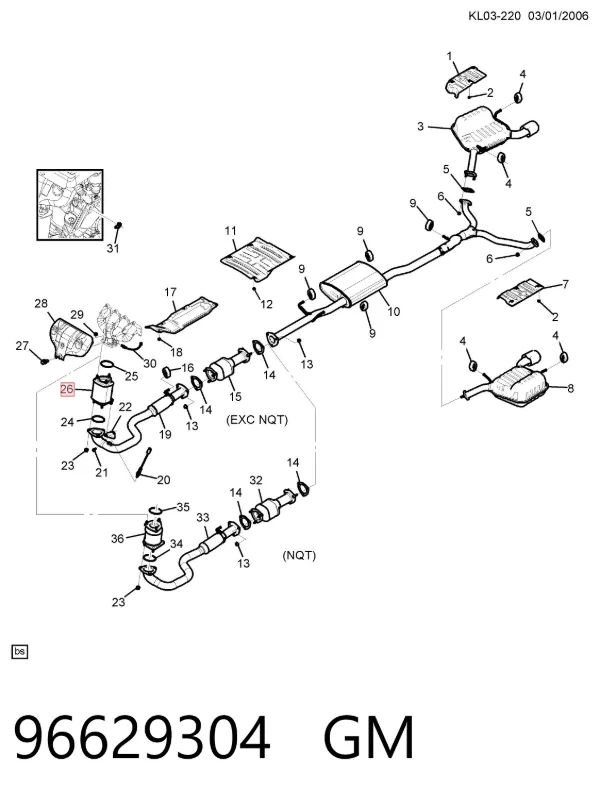 Konwerter-katalizator 96629304 General Motors