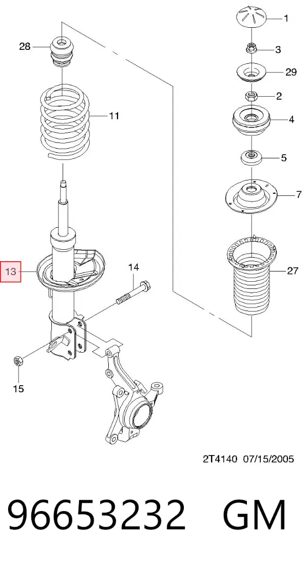Amortyzator przedni prawy 96653232 General Motors