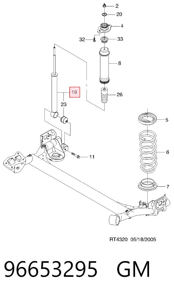 Amortyzator tylny 96653295 General Motors