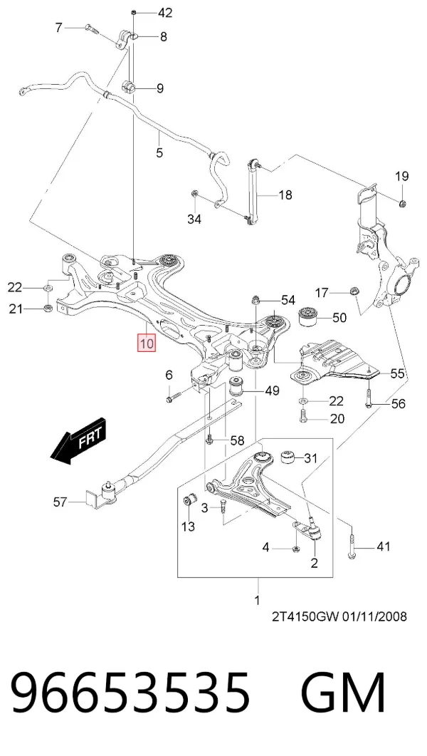 Korpus osi przedniej 96653535 General Motors