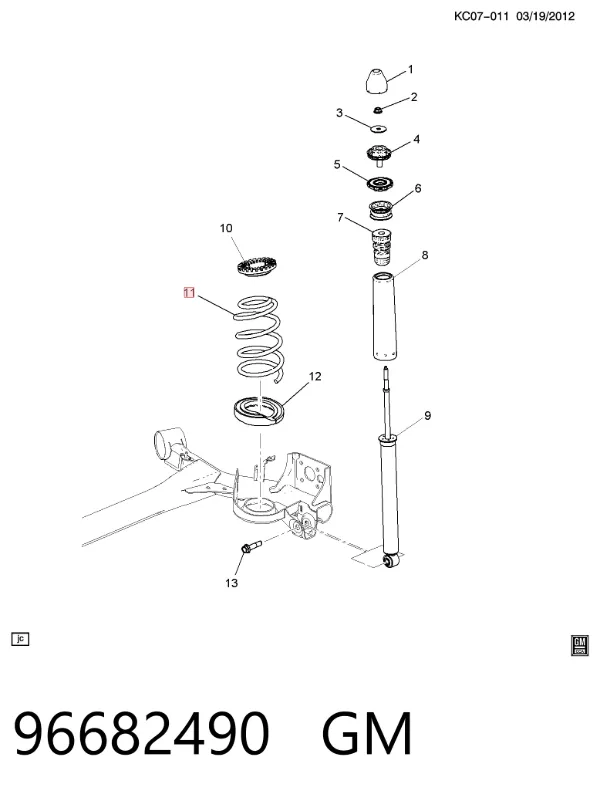 Sprężyna tylna 96682490 General Motors