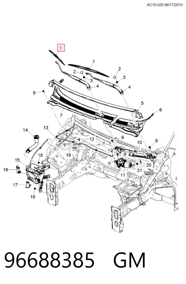 Pióro wycieraczki szyby tylnej 96688385 General Motors