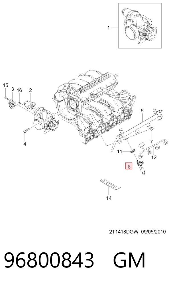 Wtryskiwacz paliwa 96800843 General Motors