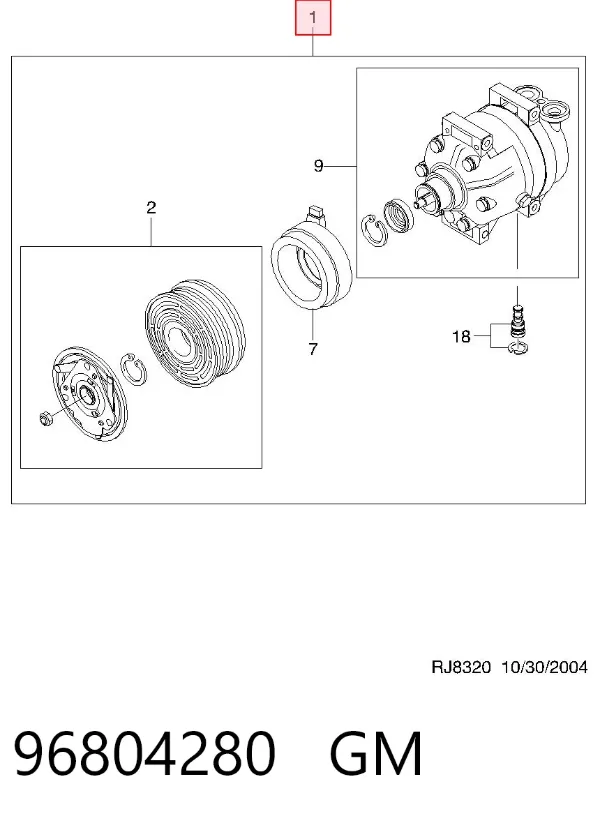 Sprężarka klimatyzacji 96804280 General Motors