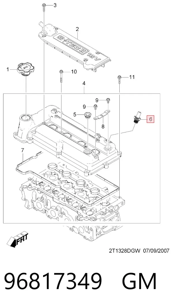 Zawór PCV odpowietrzający silnik 96817349 General Motors