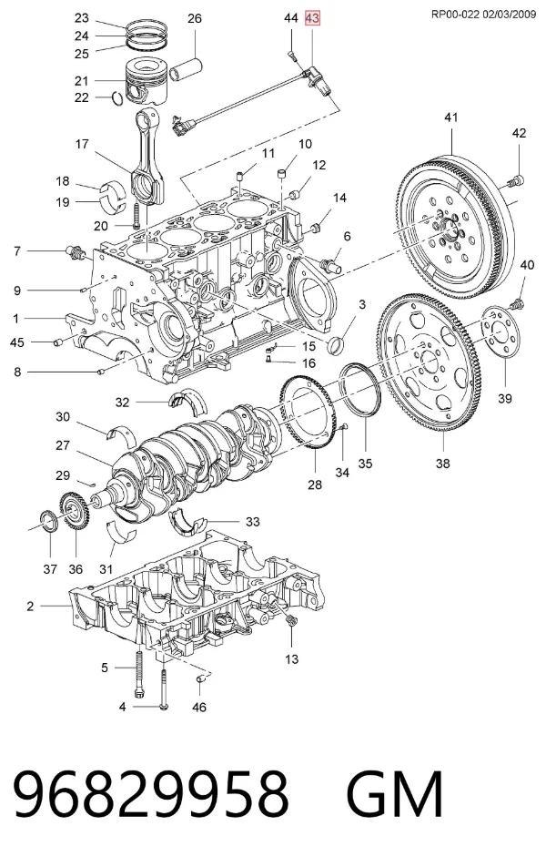Czujnik położenia wału korbowego 96829958 General Motors