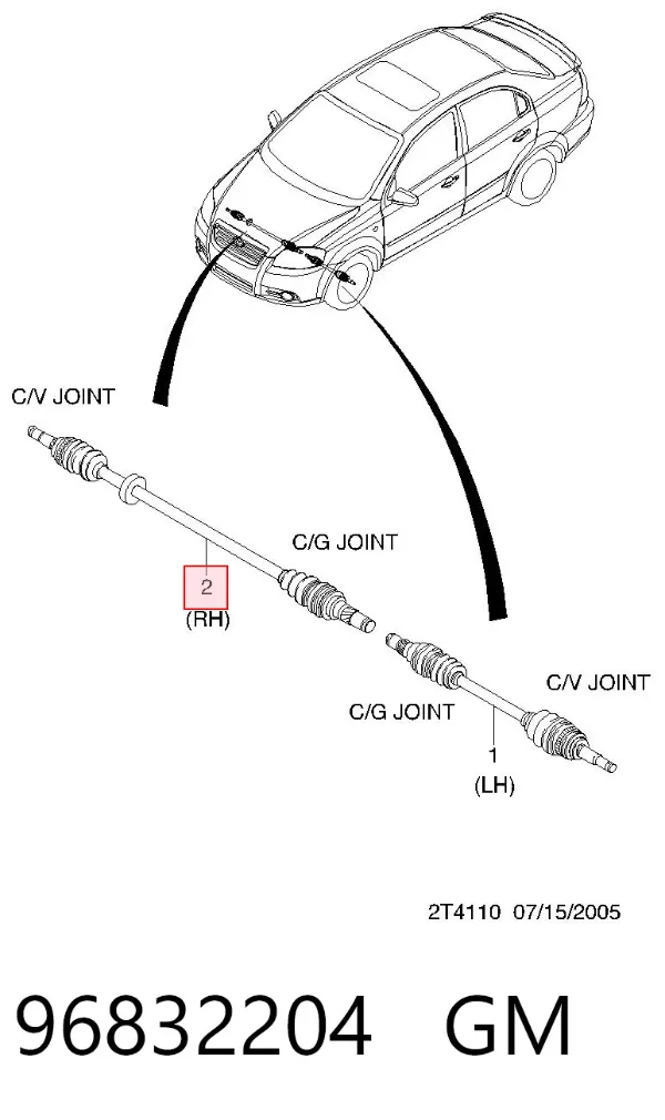 Półoś napędowa przednia prawa 96832204 General Motors