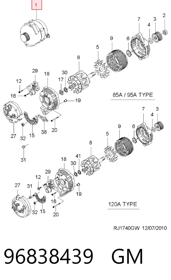 Alternator 96838439 General Motors